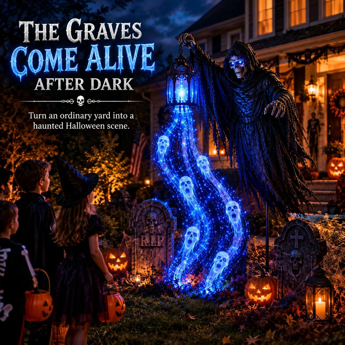 🎃 Haunted Headless Horseman Halloween Yard Light | Animated Spooky Outdoor Garden Decoration 💀