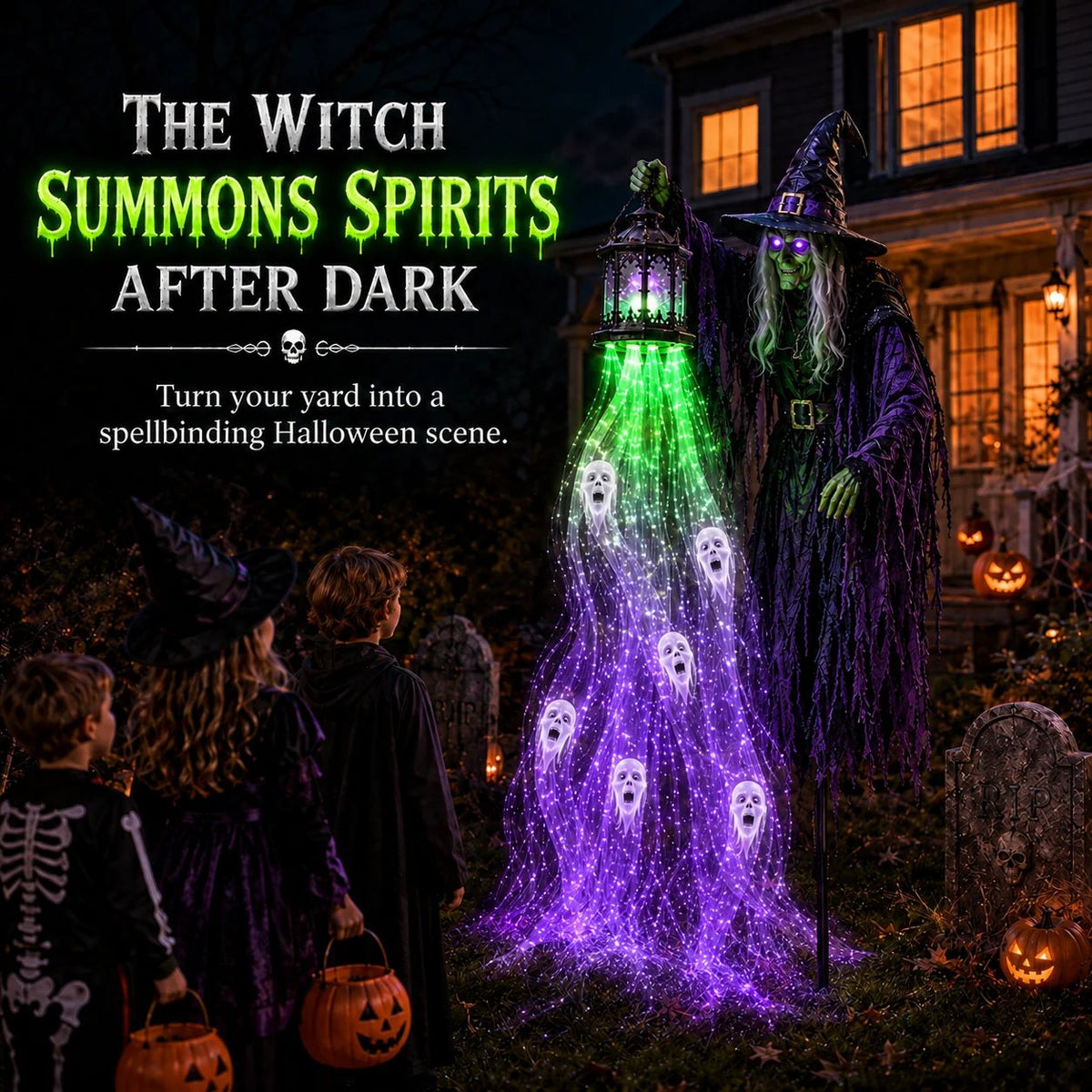 🎃 Haunted Headless Horseman Halloween Yard Light | Animated Spooky Outdoor Garden Decoration 💀